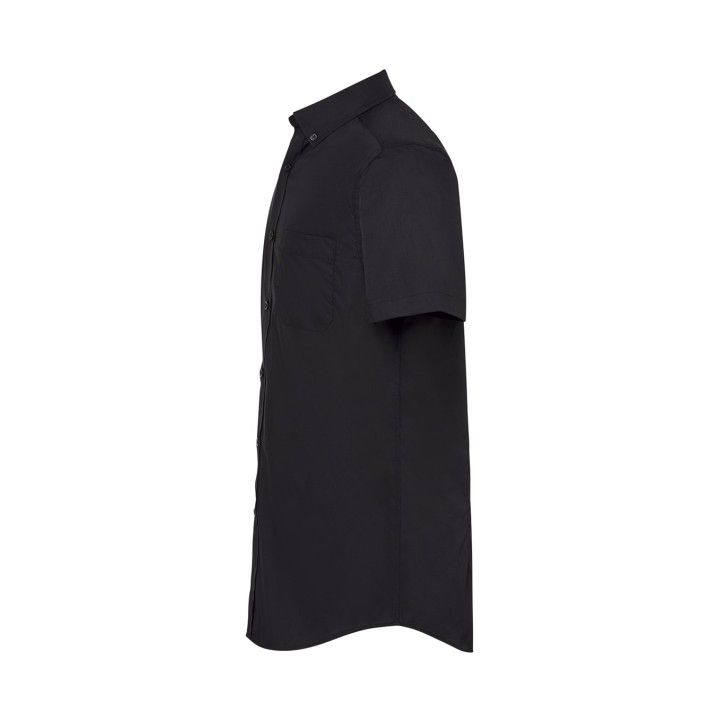 Koszula męska z krótkim rękawem SHA POPSS BK Black poplin