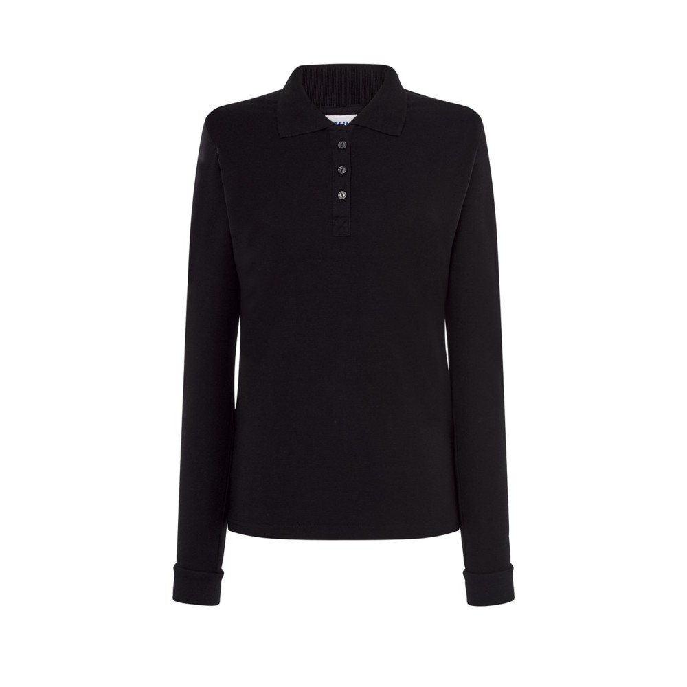 Polo damska czarna z długimi rękawami POPL 200 LS
