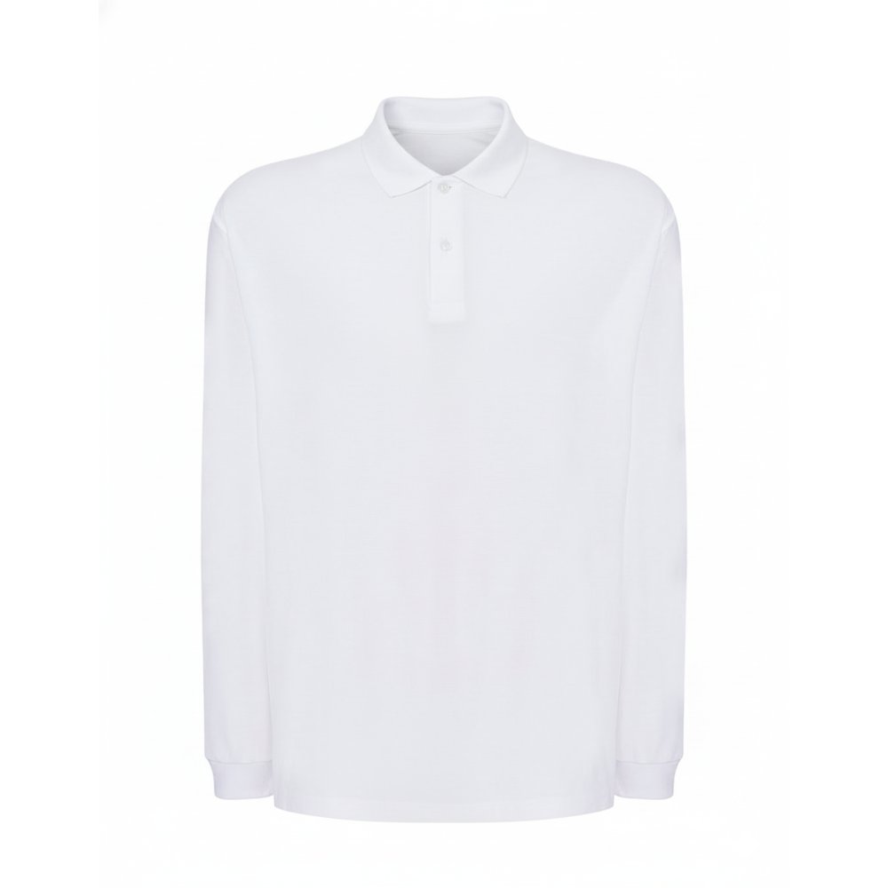 Polo biały męski  długi rękaw  210 LS WH