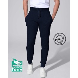 Spodnie męskie Jogger granatowe z dzianiny french terry 240 g/m²