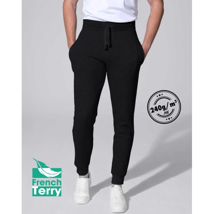 Spodnie męskie Jogger czarne z dzianiny french terry 240 g/m²