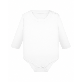 Body niemowlęce z długim rękawem biały 100% bawełna 170 g/m²