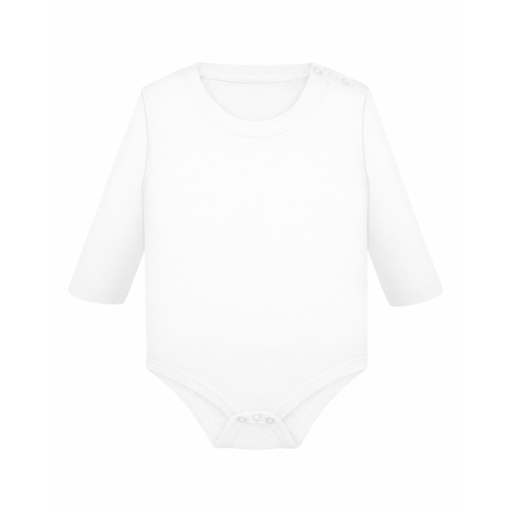 Body niemowlęce z długim rękawem biały 100% bawełna 170 g/m²