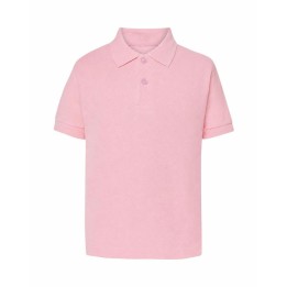 Koszulka Polo dziecięca z krótkim rękawem - różowa, piqué, 210 g/m²