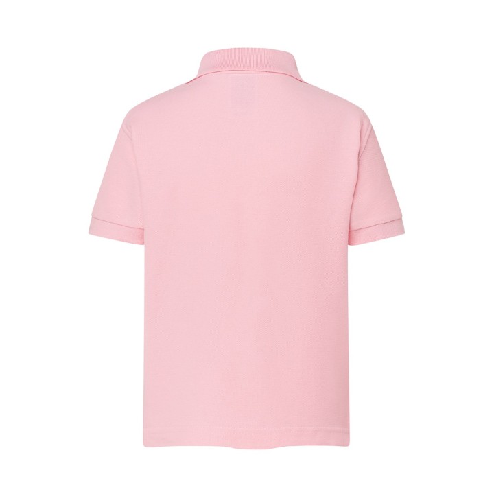 Koszulka Polo dziecięca z krótkim rękawem - różowa, piqué, 210 g/m²
