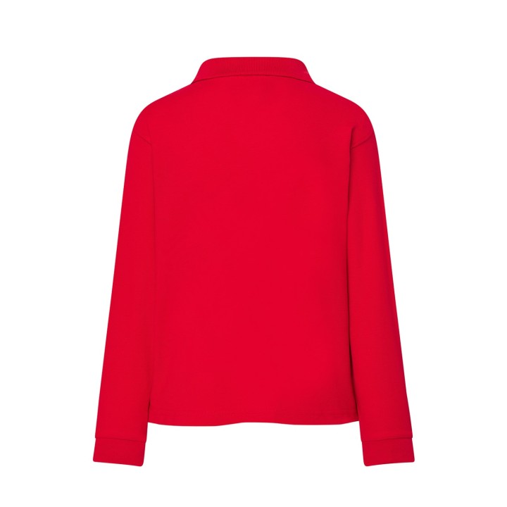 Polo dziecięce z długim rękawem czerwone 100% bawełna 210 g/m²