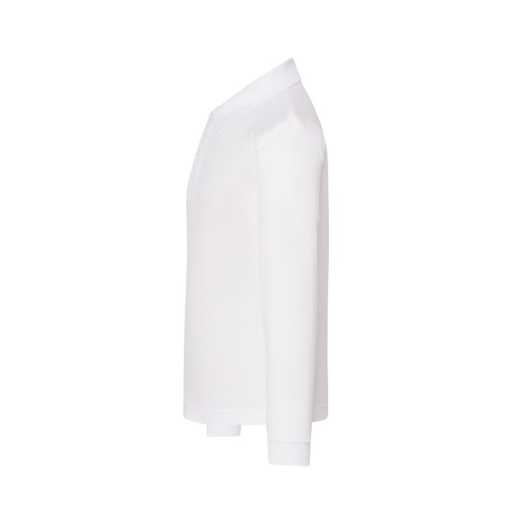 Polo dziecięce z długim rękawem białe 100% bawełna 210 g/m²