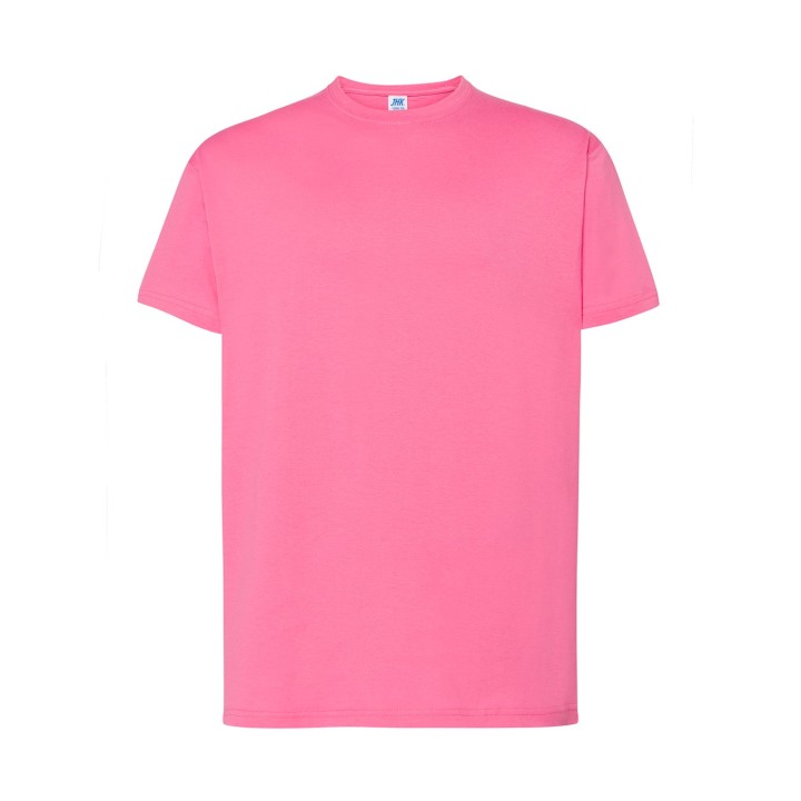 T-shirt męski 150 azaliowa z krótkim rękawem 100% bawełna