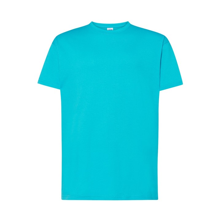 T-SHIRT 150 turkusowa – męski t-shirt bawełniany bez szwów bocznych