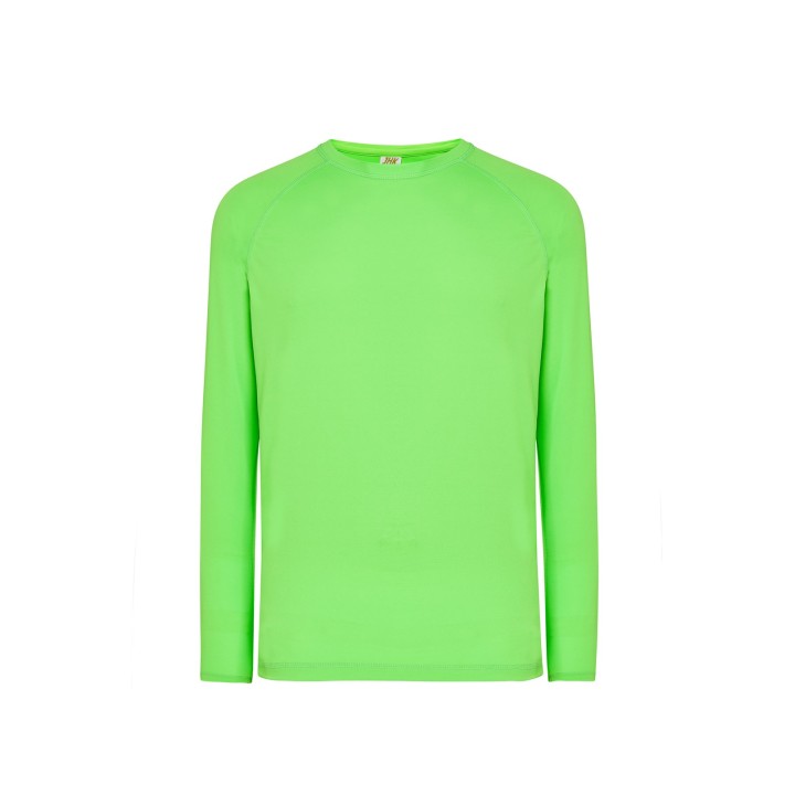 Koszulka sportowa długi rękaw Lime Fluor 100% poliester z recyklingu