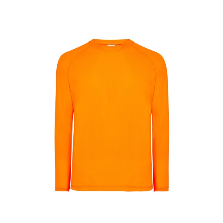 Koszulka sportowa długi rękaw raglanowy Pomarańczowa Fluor 130 g/m²