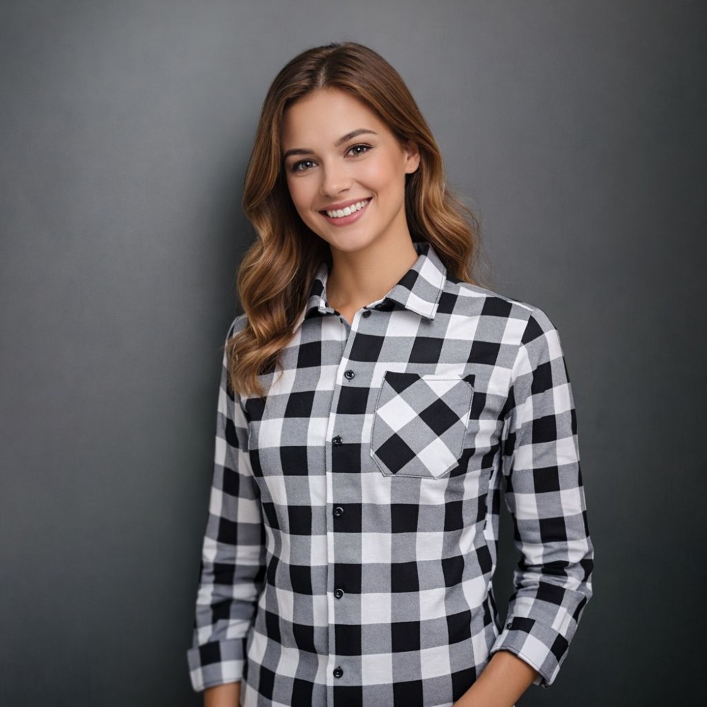 Koszula flanelowa  biało-czarna 170 gr/m2