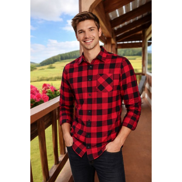 Koszula flanelowa czerwono-czarna 170 gr/m2