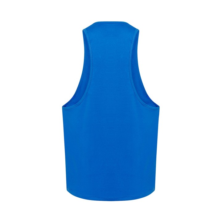 Koszulka boxerka unisex niebieska 100% bawełna, lekkie wycięte plecy