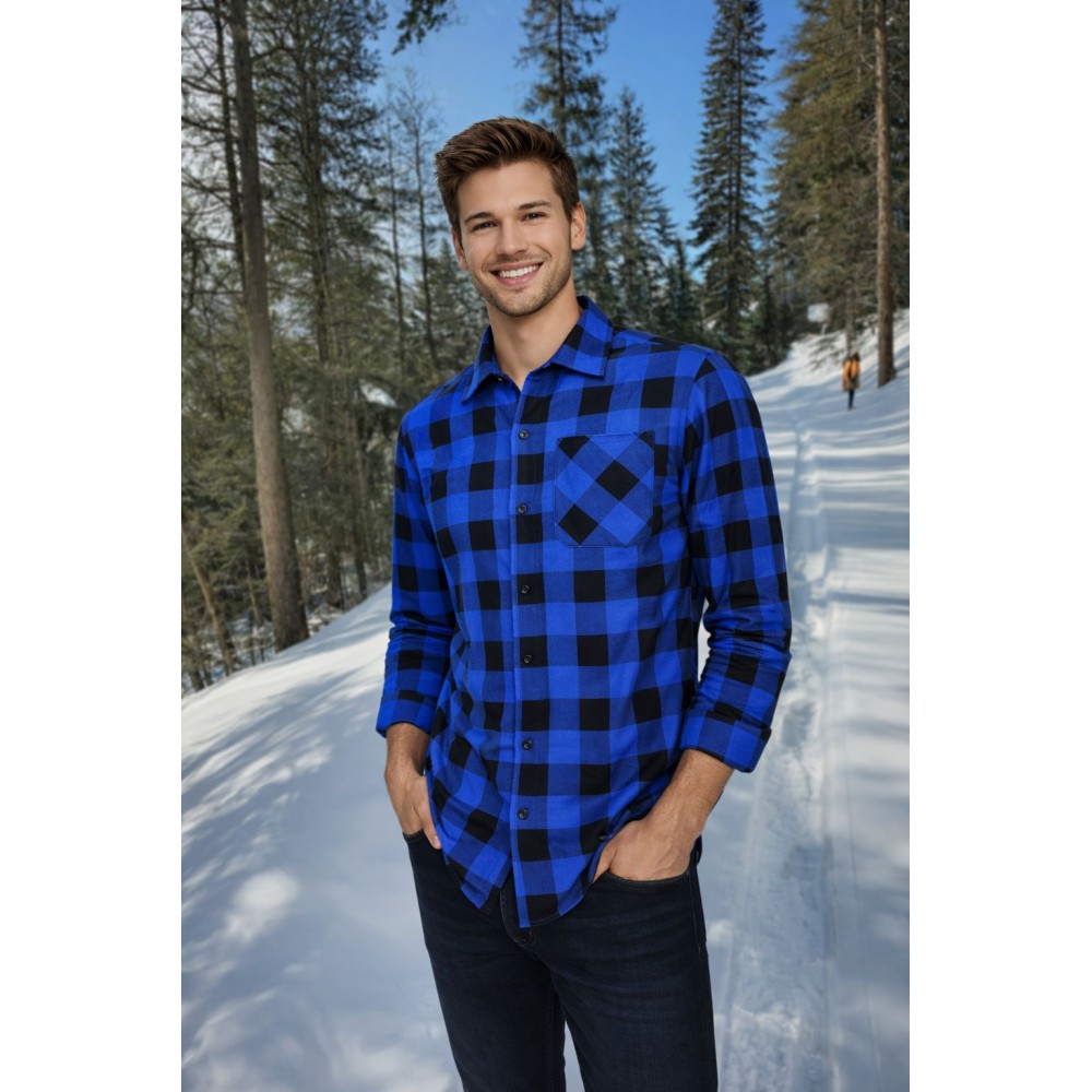 Koszula flanelowa niebiesko-czarna 170 gr/m2