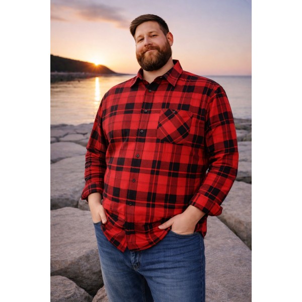 Duża męska koszula czerwona do 7 xl flanelowa