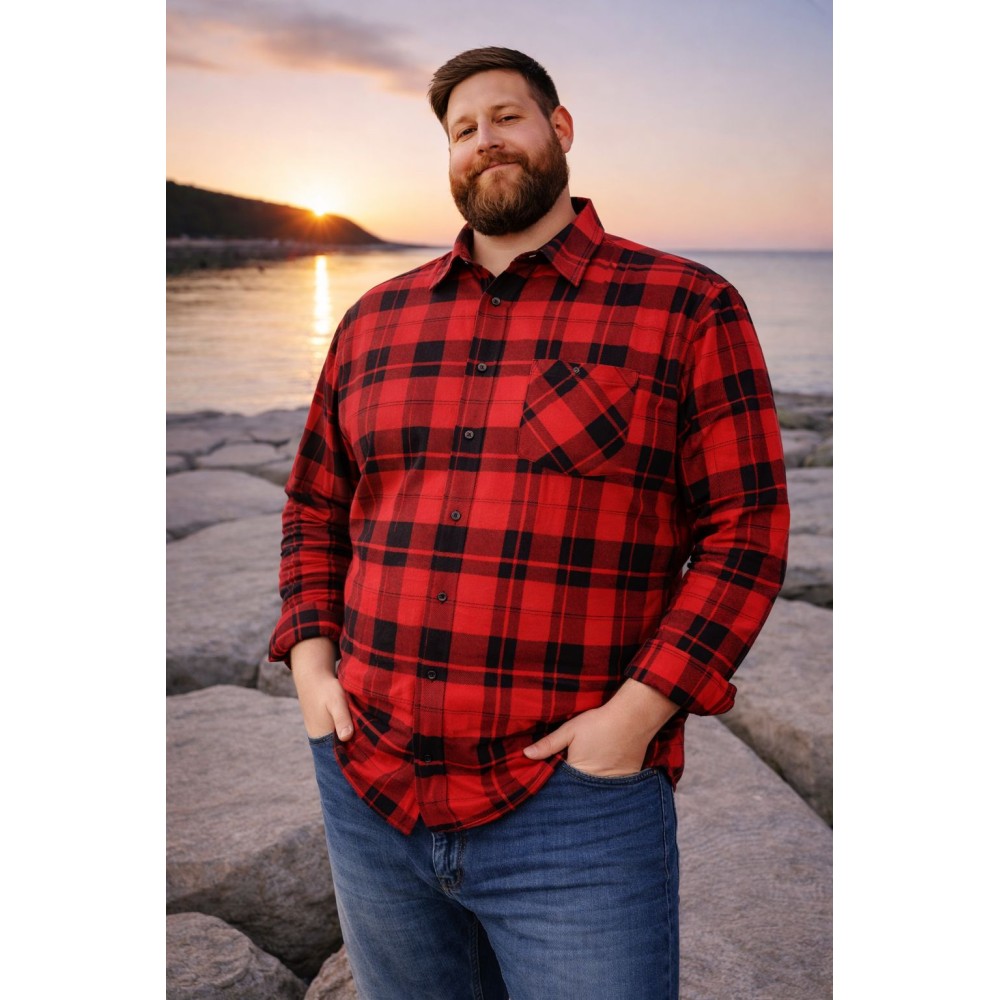 Duża męska koszula czerwona do 7 xl flanelowa