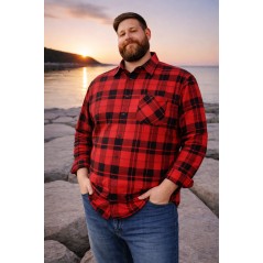Duża męska koszula czerwona do 7 xl flanelowa