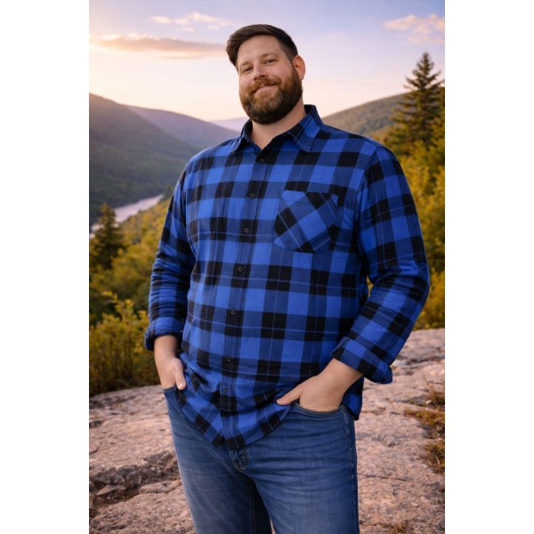 Niebieska koszula flanelowa. BRAGIO