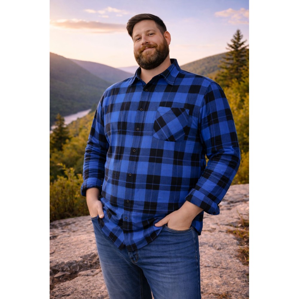 Niebieska koszula flanelowa. BRAGIO