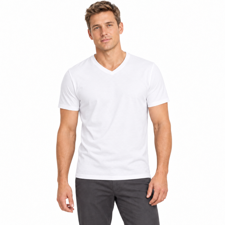 Koszulka męska V-neck 160 g/m² – biała, 100% bawełna