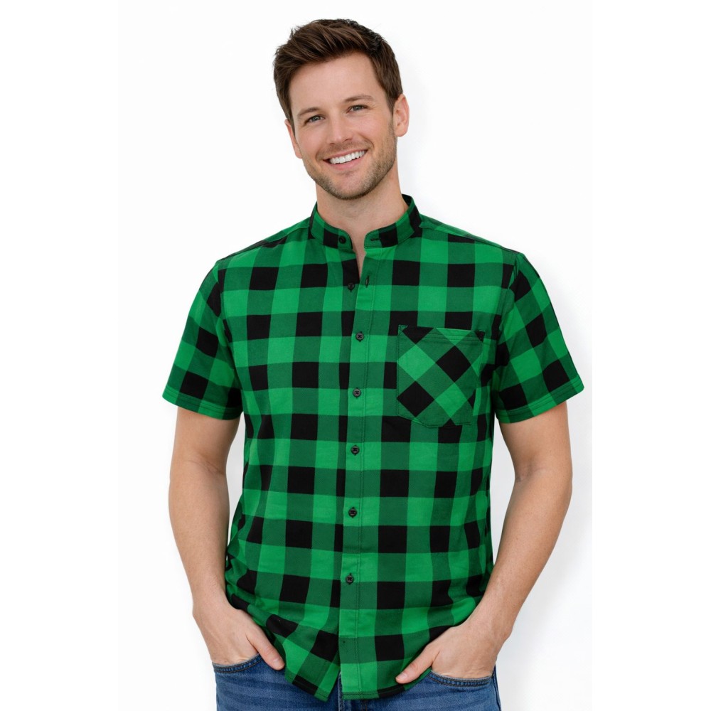 Koszula krótki rękaw flanelowa zielona B-27