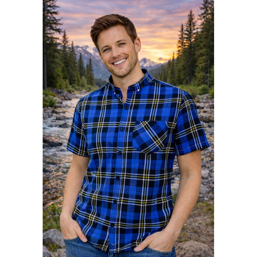 Koszula krótki rękaw niebieska B-27