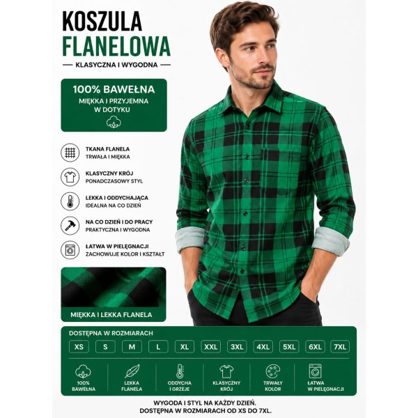 Koszula zielona bawełniana