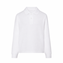 Polo dziecięce z długim rękawem białe 100% bawełna 210 g/m²
