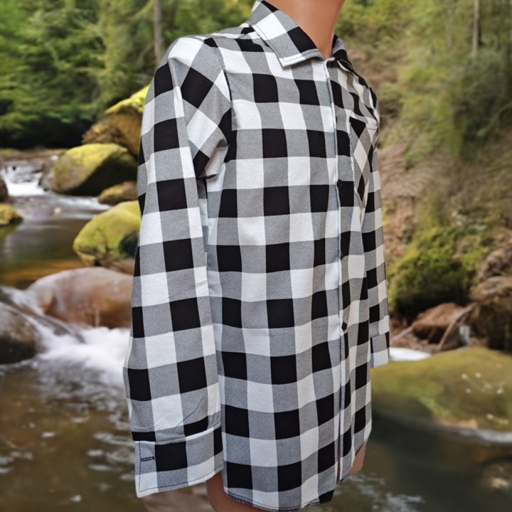 Koszula flanelowa  biało-czarna 170 gr/m2