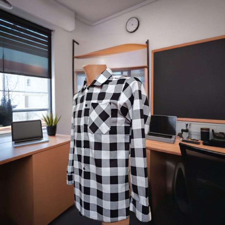 Koszula flanelowa  biało-czarna 170 gr/m2