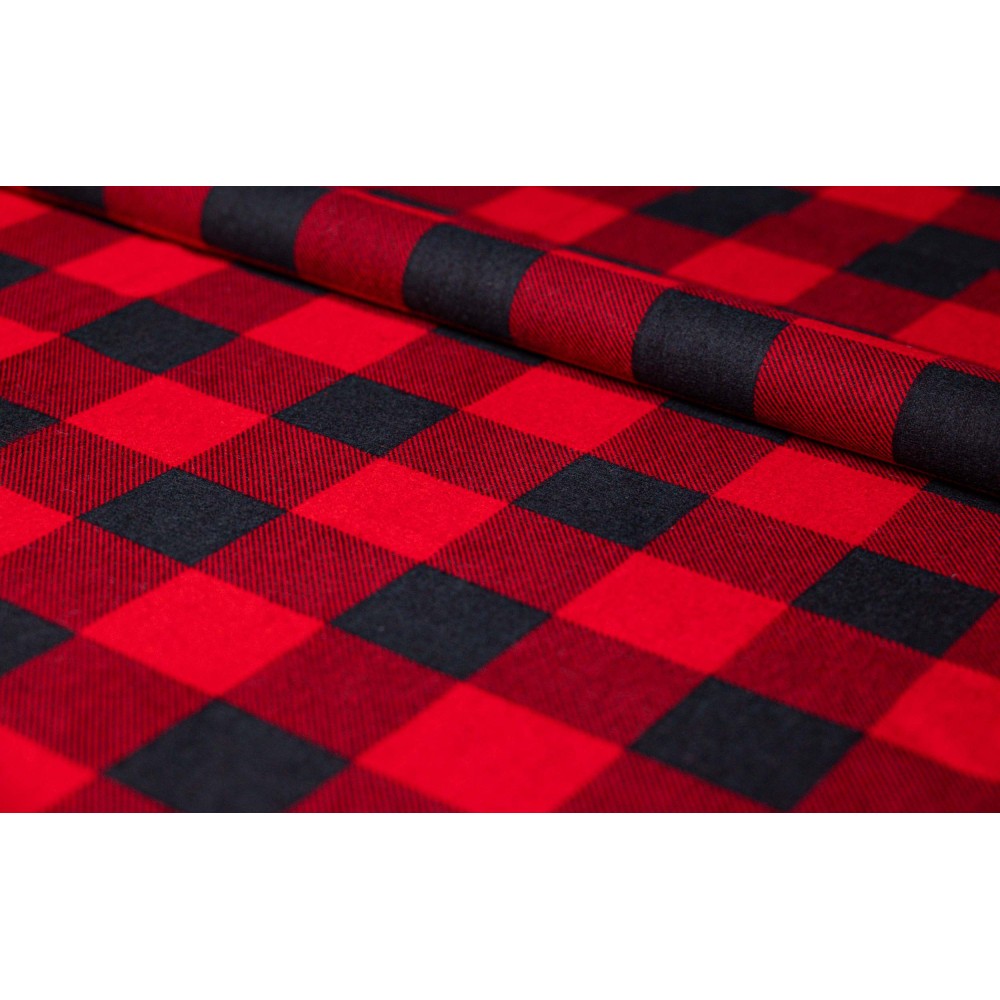 Flanela czerwono-czarna 170 g/m2 szkocka krata