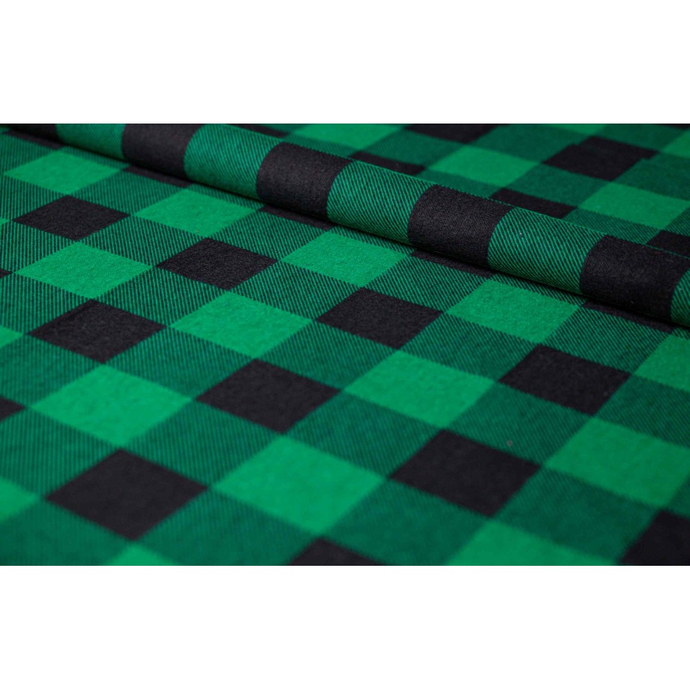 Flanela zielono-czarna  170 g/m2 szkocka krata