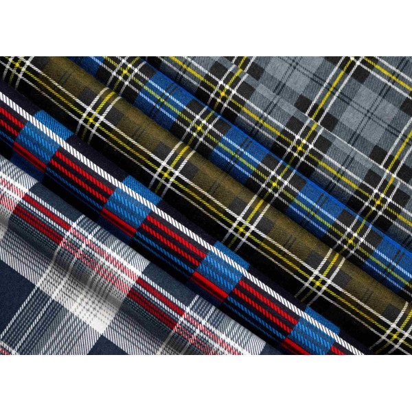 Flanela szaro-czarno-biała 170 g/m² – kratka, bawełna 100%