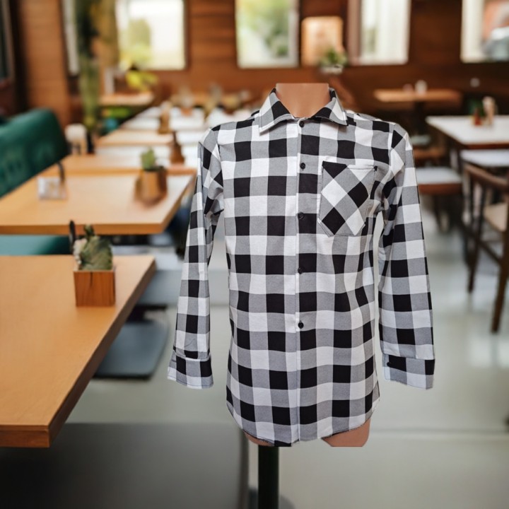 Koszula flanelowa  biało-czarna 170 gr/m2