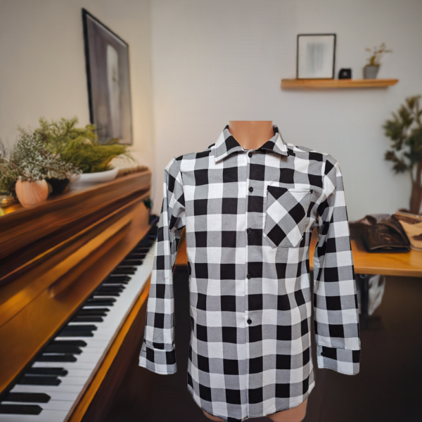 Koszula flanelowa  biało-czarna 170 gr/m2