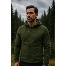 Bluza polarowa z kapturem Khak FLRA 340 BUS HOOD KH-KH