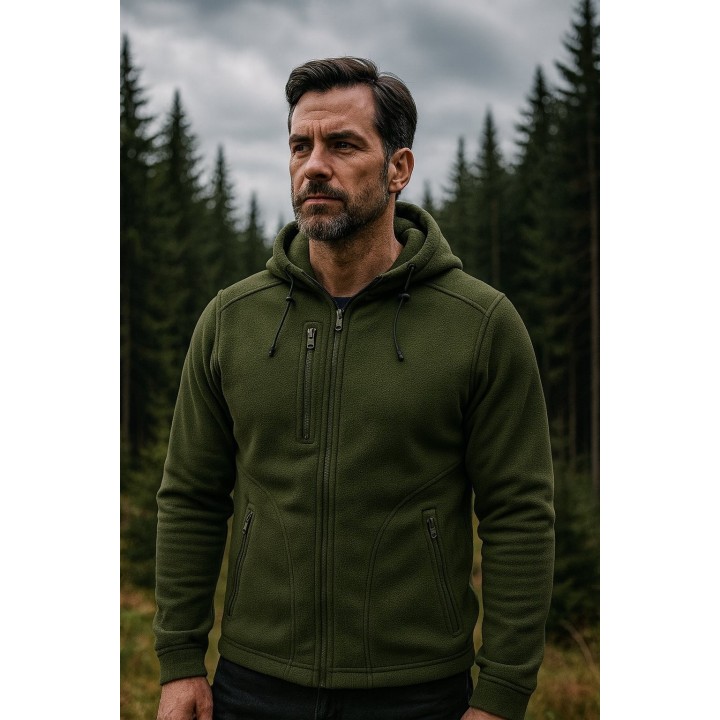Bluza polarowa z kapturem Khak FLRA 340 BUS HOOD KH-KH