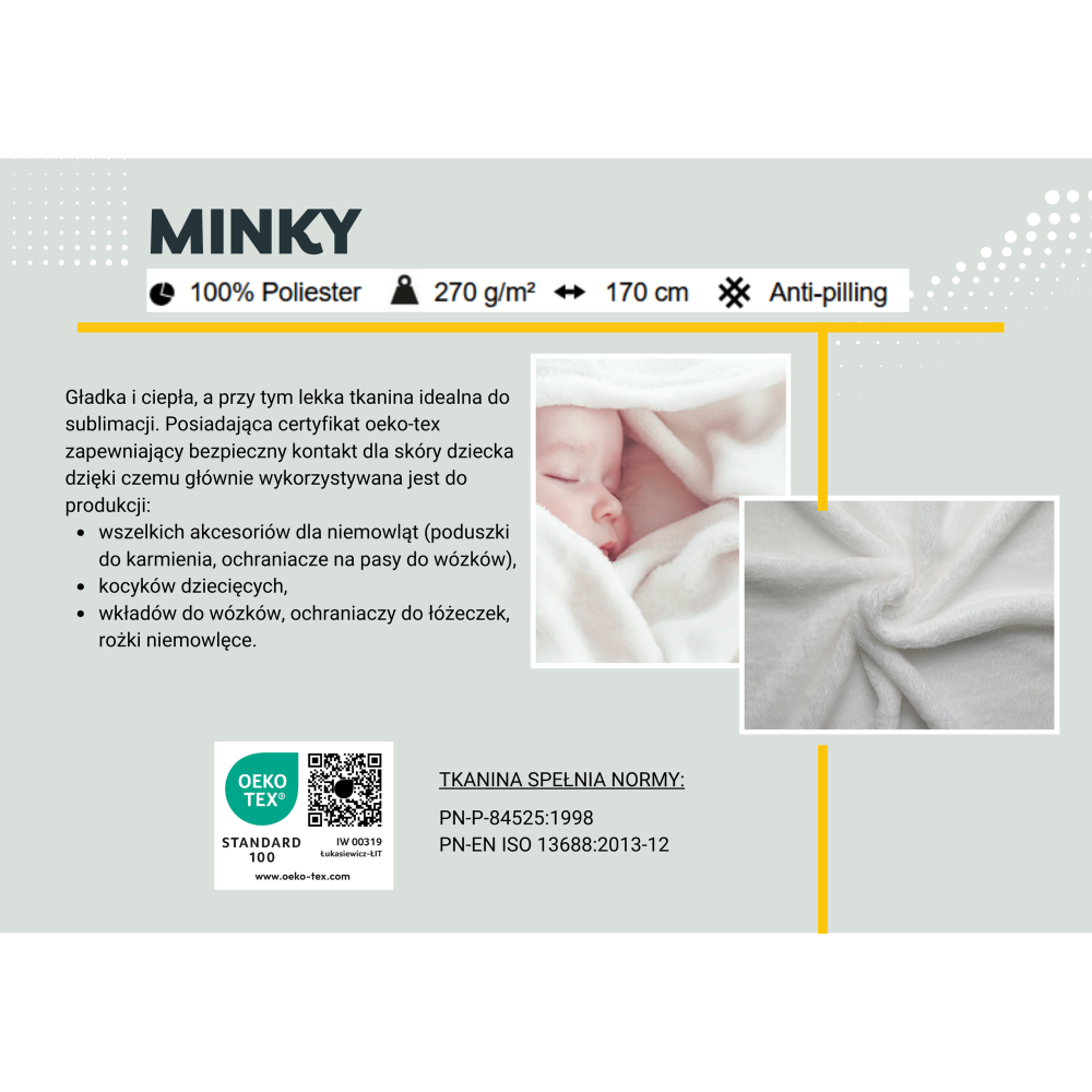 Minky – tkanina polarowa 100% poliester, 270 g/m², szerokość 170 cm