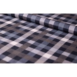 Flanela szaro-czarno-biała 170 g/m² – kratka, bawełna 100%